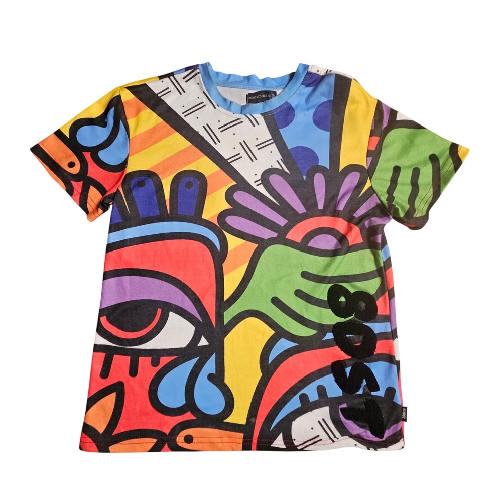 8IGHTH/DSTRKT Multicolor Abstract Pop Art Chenille Patch T-Shirt S Streetwear